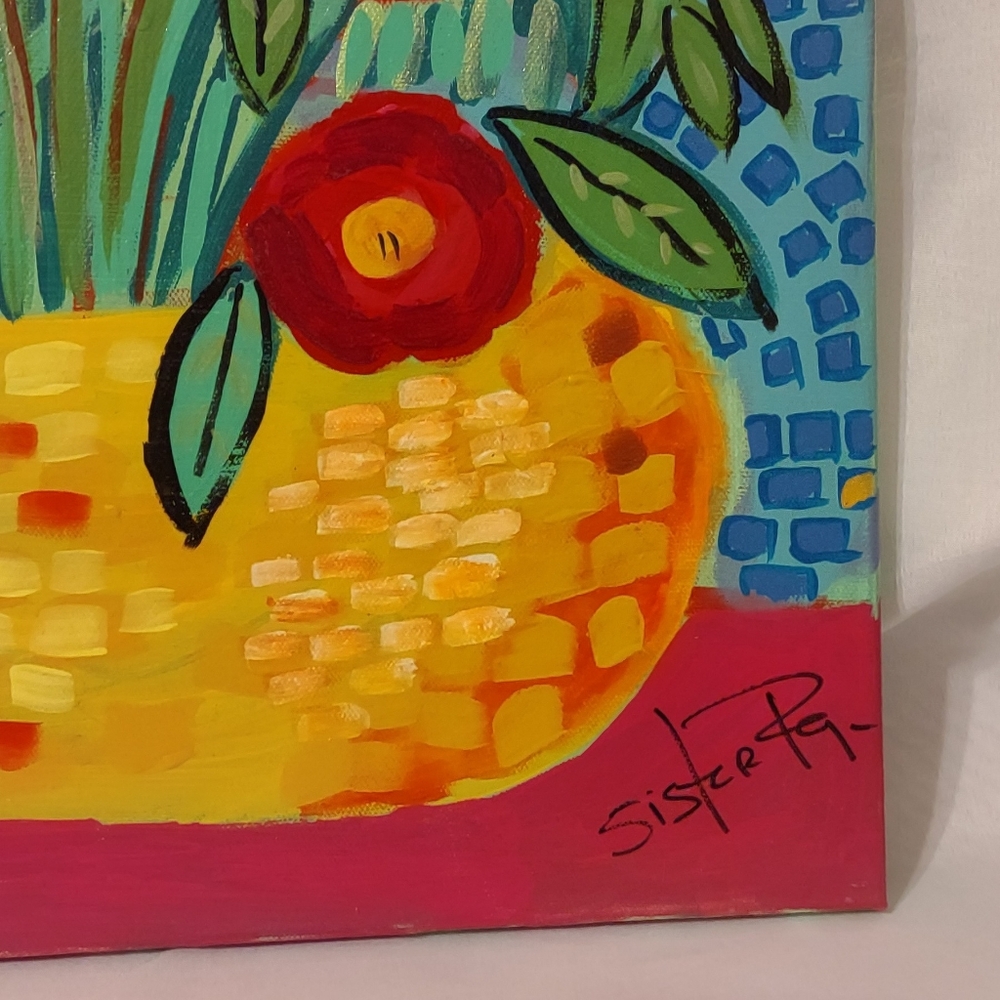 Sister Raya Signed Basket of Poppies Canvas Print - Picture 5 of 8